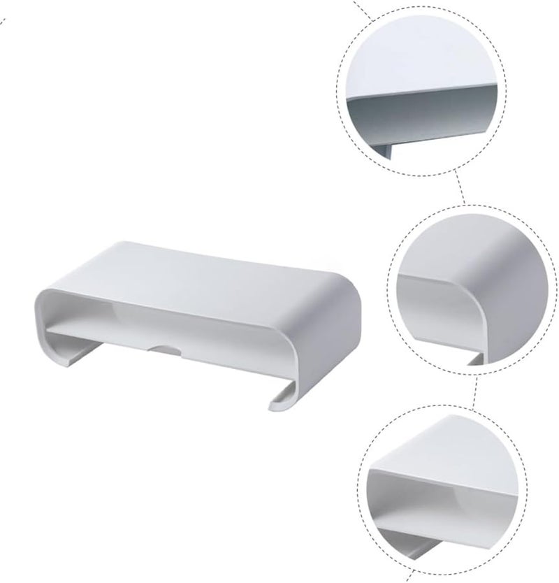 Black Monitor Stand Riser with Storage Shelf Ergonomic Desktop Organizer for Office Use - Image 3